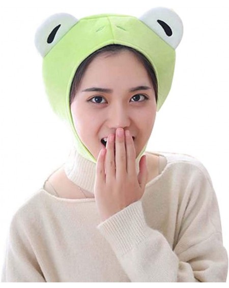Hats Cute Frog Cap Green Plush Frog Shaped Hat Headgear Novelty Party Dress up Cosplay Costume- 28x25x1.5cm - CE18QSKGL2A $23.12