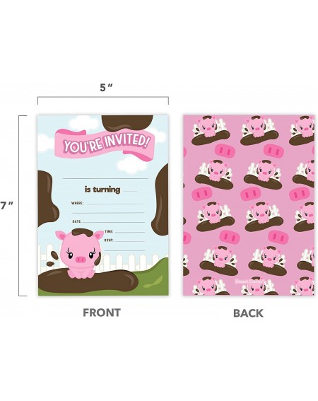 Invitations Pigs 2 Happy Birthday Invitations Invite Cards (25 Count) With Envelopes and Seal Stickers Vinyl Girls Boys Kids ...