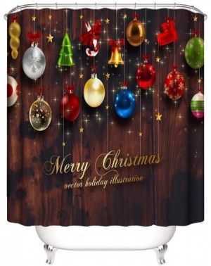 Swags Christmas Decor4Pcs Christmas Shower Curtain Bathroom Anti-Slip Carpet Rug Toilet Cover Mat Set- Christmas Ornaments Ad...