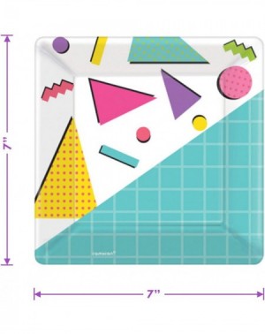 Party Packs Awesome 80's and 90's Party Supplies - Rad Shapes Square Paper Dessert Plates and"Chill Out" Beverage Napkins (Se...