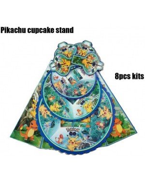Cake & Cupcake Toppers TOXYU 32Pcs Pikachu Cupcake Stand kits- Pikachu Cake Toppers- 3 Tier Cakes Stand- Display Tower Cartoo...
