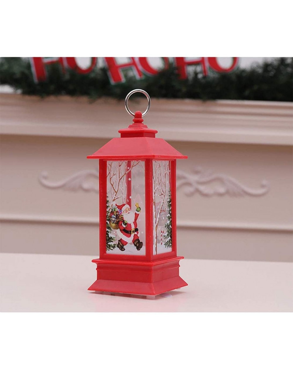 Candleholders Portable Christmas Decoration Lantern- 7.9-inch Tall Christmas Santa Claus Flame Red Lamp Hanging Fairytale Dec...