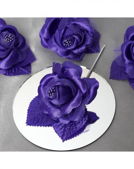 Favors 12 Purple Open Roses Craft Flowers - Mini Flowers for DIY Wedding Birthday Party Favors Decorations Supplies Bulk - Pu...