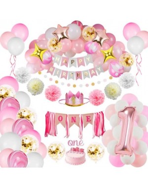 Party Packs 1st Birthday Girl Decorations - Baby Girl 1st Birthday Party Supplies Rose Gold Decorations 102PCS with 1st Birth...