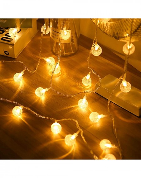 Indoor String Lights 25.7FT 50 LED Battery Operated Globe String Lights- 8 Modes Warm White LED String Lights for Bedroom- Gl...