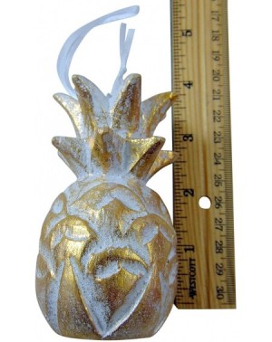 Ornaments Pineapple Ornament Wooden Tropical Christmas Tree Decoration 4 Inches Long - CM18KNKYNQT $11.36