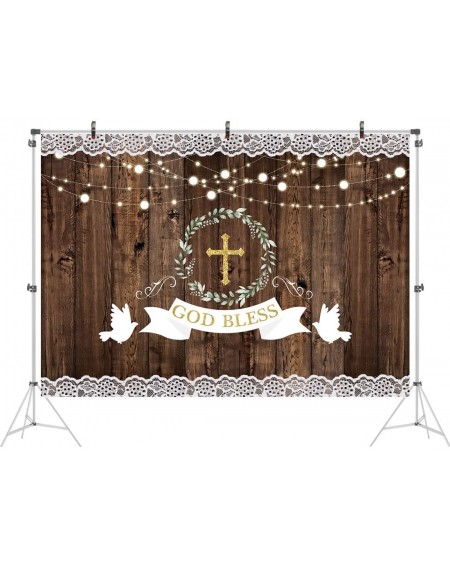 Photobooth Props Baptism Backdrop Boy Girl God Bless Photo Background 7x5ft Rustic Wood Lights First Holy Communion Backdrop ...
