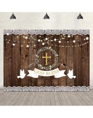Photobooth Props Baptism Backdrop Boy Girl God Bless Photo Background 7x5ft Rustic Wood Lights First Holy Communion Backdrop ...