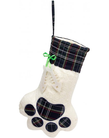 Stockings & Holders Christmas Paw Stocking-Large Hanging Xmas Stocking Socks for Dog or Cat 18X11Inch - Blue print - C818KN3E...
