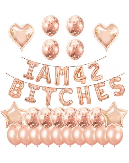 Balloons 42nd Birthday Party Set-I am 42 Bitches Funny Banner Confetti Rose Gold Balloons for Girls and Women 42 Years Old Bi...