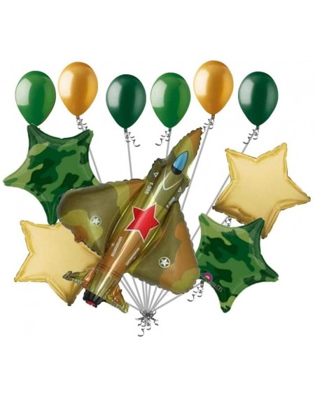 Balloons 11 pc Military Jet 2.0 Camo Balloon Bouquet Army Birthday Welcome Home Camouflage - CH12FCOWUU3 $12.71
