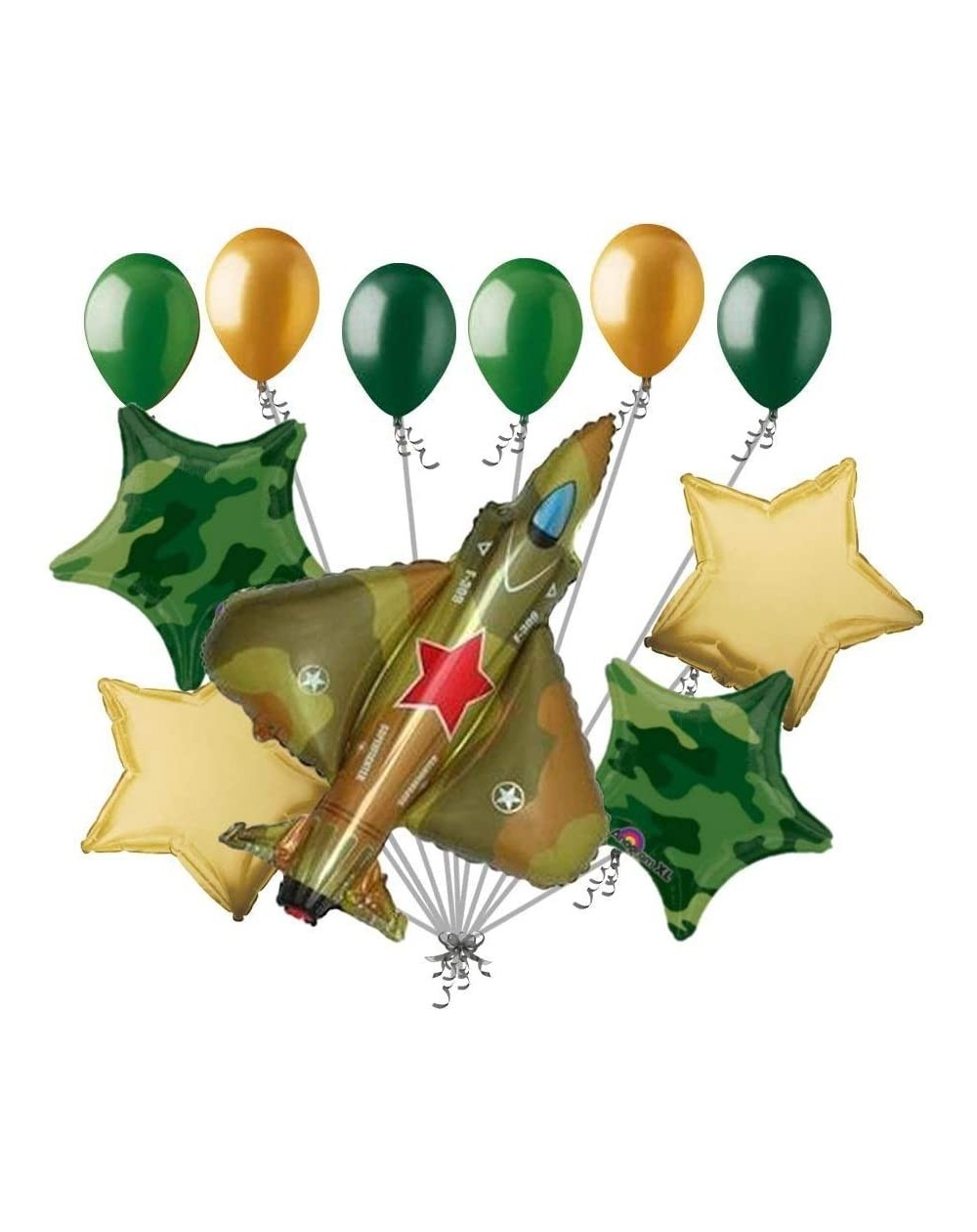 Balloons 11 pc Military Jet 2.0 Camo Balloon Bouquet Army Birthday Welcome Home Camouflage - CH12FCOWUU3 $12.71