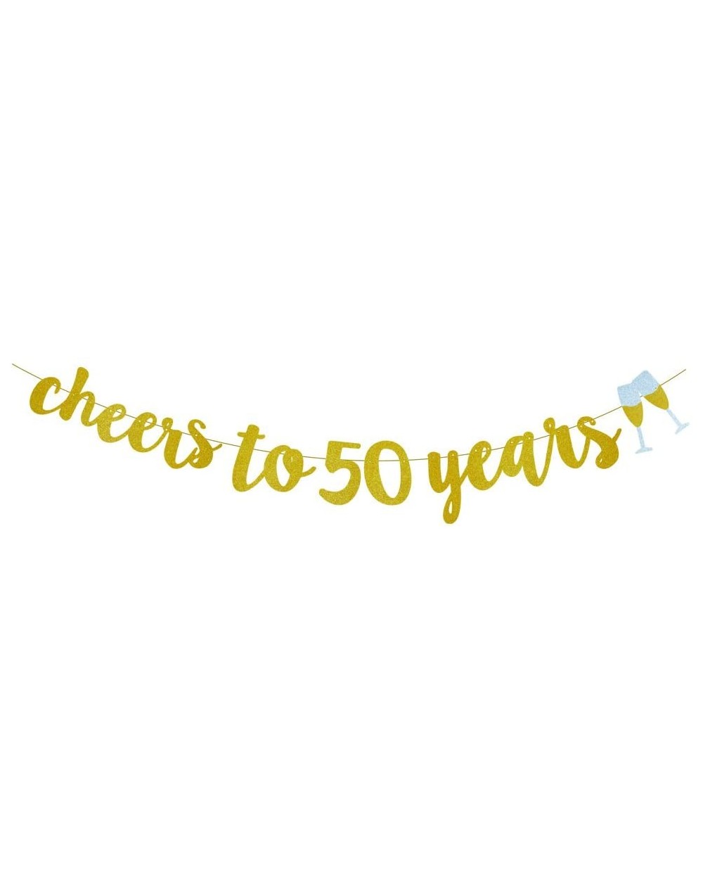 Banners & Garlands Gold Glitter Cheers to 50 Years Champagne Glasses Banner for 50th Birthday Party Decorations - CD180CZD5QC...