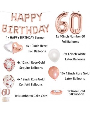 Balloons 60th Birthday Decorations for Women - 60th Happy Birthday Decoration Gold Rose with Sash- Number 60 Foil Balloon- Ha...