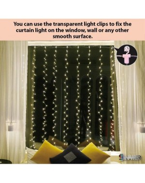 Indoor String Lights Upgrade 300 LED Curtain String Light- 6.56ftx9.8ft Copper Wire Lights- USB Powered Hanging Window Fairy ...