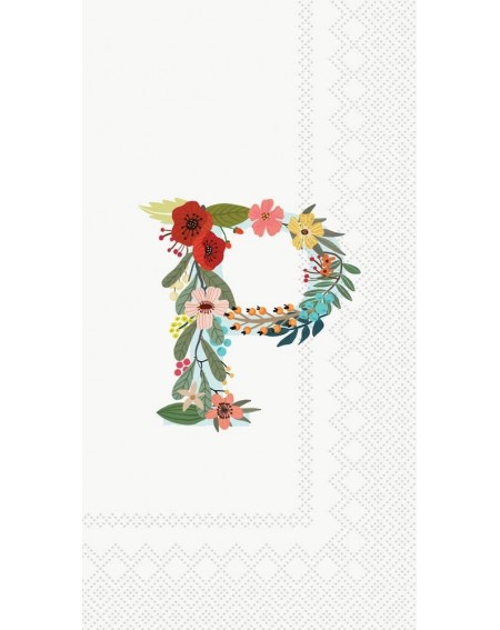 Guest Towel Buffet Paper Napkins- 8.5 x 4.5-Inches- Floral Monogram P - Floral Monogram P - CC18SDUT9K0