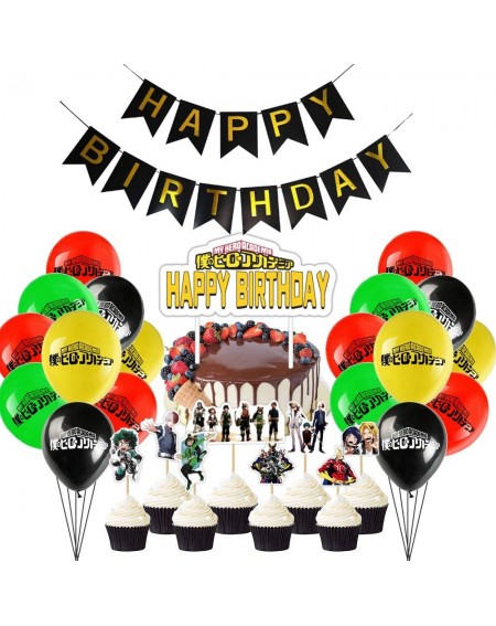 Banners My Hero Academia Birthday Party Supplies- 40 Balloons/ 50 Cupcake Toppers/1 Happy Birthday Cake Topper/ 1 Banner for ...