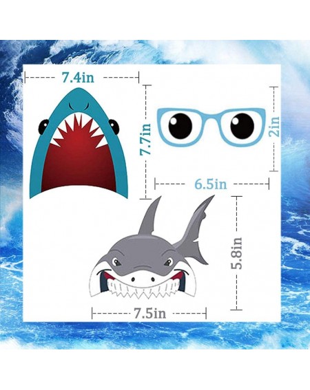 Photobooth Props Shark Party Photo Booth Props Decorations- 25Pcs DIY Printed Cards for Kids Boys Girls Toddlers Adult Baby S...