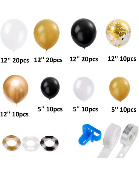 Balloons Balloon Garland Arch Kit- 110Pcs Black and Gold Birthday Party Balloons- Gold Confetti- Metallic Gold and White Ball...