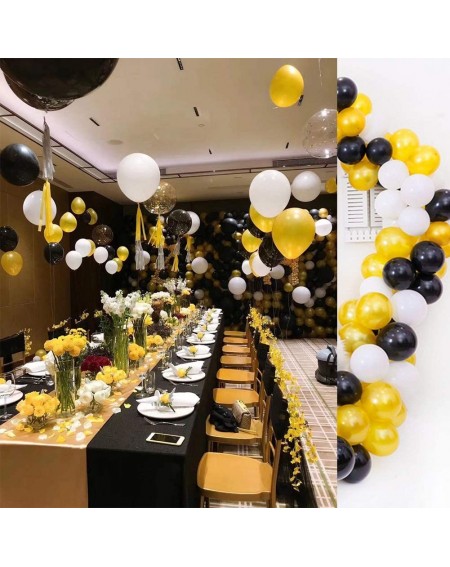 Balloons Balloon Garland Arch Kit- 110Pcs Black and Gold Birthday Party Balloons- Gold Confetti- Metallic Gold and White Ball...