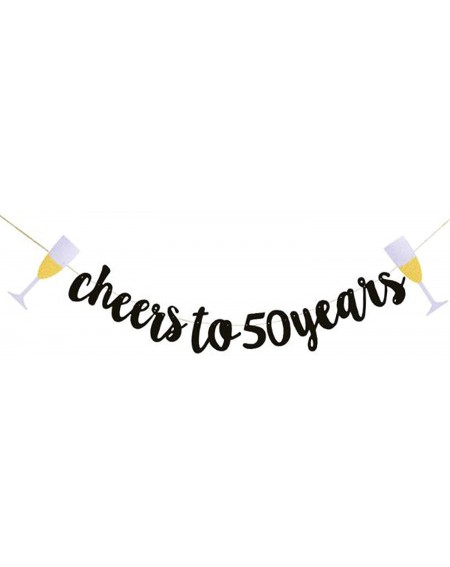 Banners & Garlands Cheers to 50 Years Banner Glitter 50th Birthday Party Bnners Champagne Glasses Banner Wedding Anniversary ...