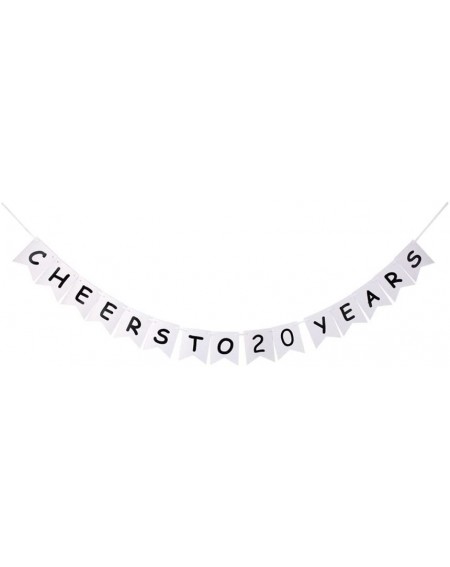 Banners & Garlands Cheers to 20 Years Banner- 20th Wedding Anniversary Party Decor- Happy 20th Birthday Party Bunting - C618D...