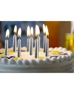 Cake Decorating Supplies Silver Birthday Candles 45 Pack - Dripless Decorating Candle for Centerpiece Holders- Cakes and Part...