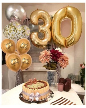 Balloons 12inch 50pcs Gold Chrome Metallic Latex Balloons Printed Happy Birthday Balloons and Gold Confetti Balloons for Baby...