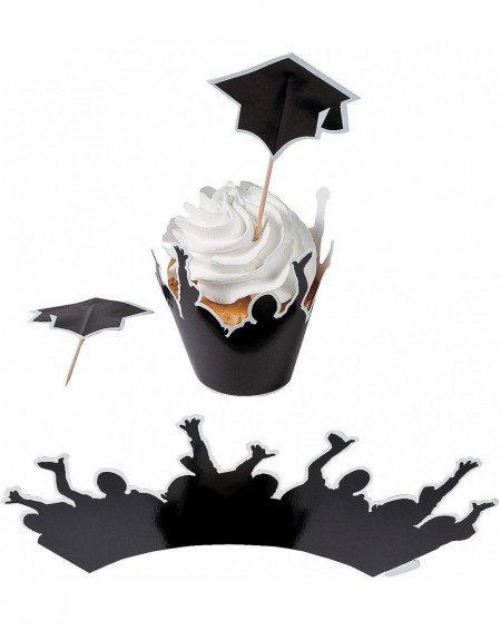 Party Tableware Graduation Cupcake Collars W/Picks for Graduation - Party Supplies - Serveware & Barware - Picks & Stirrers &...