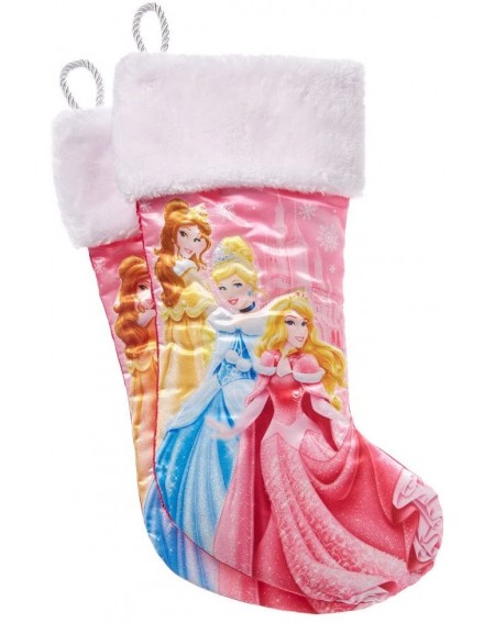 Stockings & Holders Disney Princess Aurora- Cinderella And Belle Stocking With White Fur Cuff - CS12GTU63WP $7.95