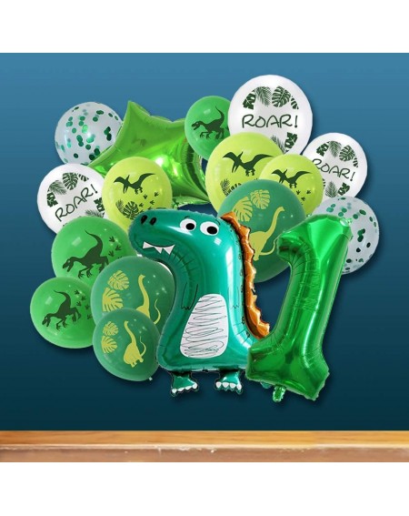 Balloons 17 Pieces Dinosaur Balloons Party Balloons Number Balloons Party Theme Outdoors 1th Birthday Decorative Balloons - N...