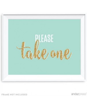 Favors Signature Light Aqua- White- Gold Glittering Party Collection- 8.5x11-inch Party Sign- Please Take One- 1-Pack - Sign ...