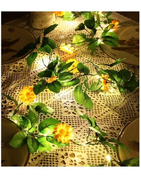 Indoor String Lights Simulation Yellow Daisy Chrysanthemum String Lights Hanging Vines Garland Silk Artificial Sunlower Light...