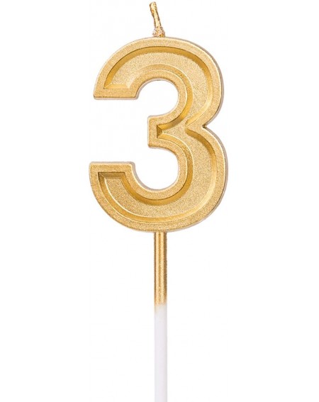 Birthday Candles Gold Glitter Happy Birthday Cake Candles Number Candles Number 3 Birthday Candle Cake Topper Decoration for ...