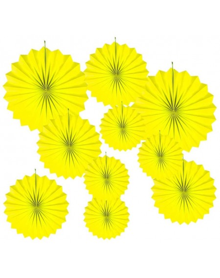 Tissue Pom Poms Yellow Paper Fans Hanging Party Decorations-Pack of 10 - Yellow - CC190T4OMY0 $12.82