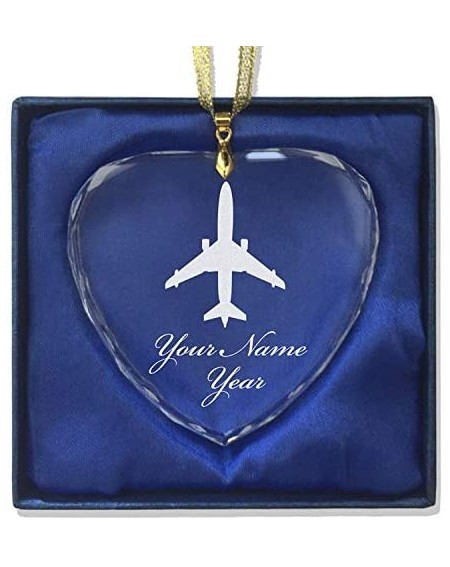 Ornaments Christmas Ornament- Jet Airplane- Personalized Engraving Included (Heart Shape) - C518QDWEEL4 $41.98