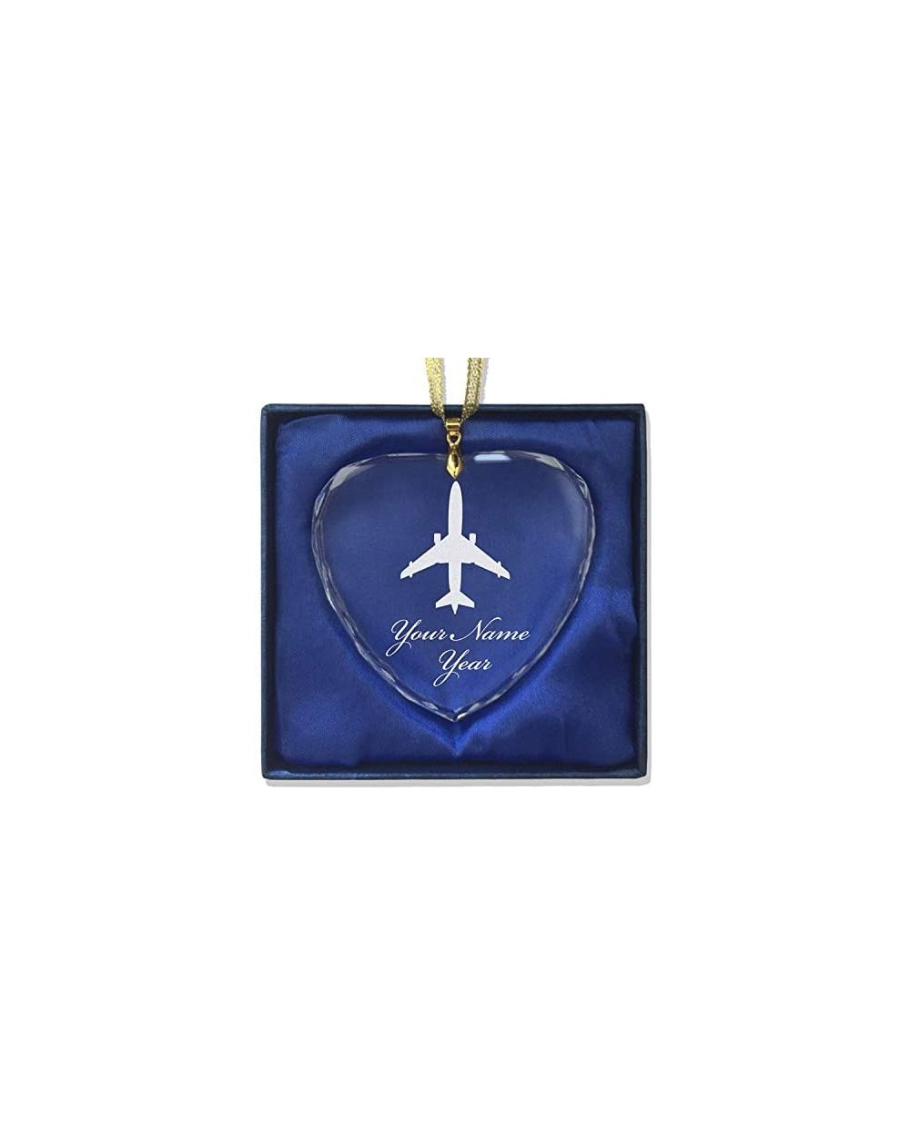 Ornaments Christmas Ornament- Jet Airplane- Personalized Engraving Included (Heart Shape) - C518QDWEEL4 $24.73