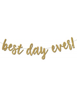 Banners & Garlands Best Day Ever Banner - Premium Gold Glitter Cardstock Paper - Larger Text for Better Visibility - Perfect ...