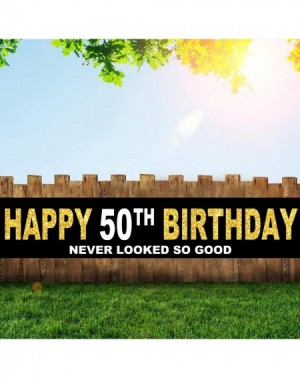 Banners Happy 50th Birthday Banner- Cheers to 50 Years Flag- 50th Birthday Party Outdoor Decoration (9.8 * 1.6ft) - CJ18XECTQ...