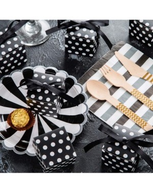 Party Favors Black Gift Candy Box with Whtie Dots Bulk 2x2x2 inches with Ribbon Party Favor Box- White Dots- Pack of 50 - Bla...