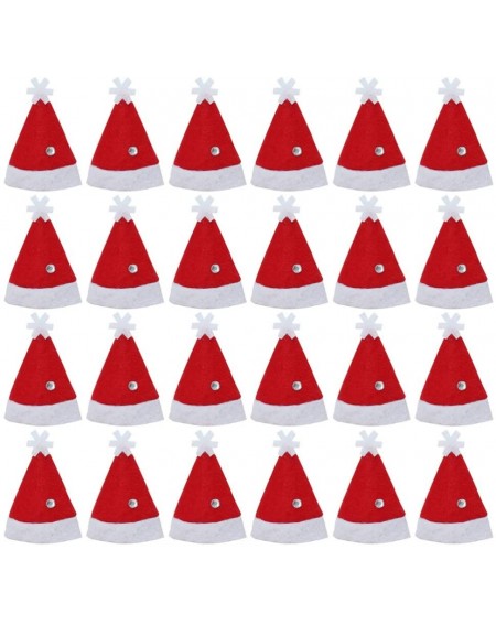 Party Packs 24Pcs Mini Christmas Santa Hats Lollipop Candy Holder Christmas Wine Bottle Cap Cover for Christmas Holiday Party...