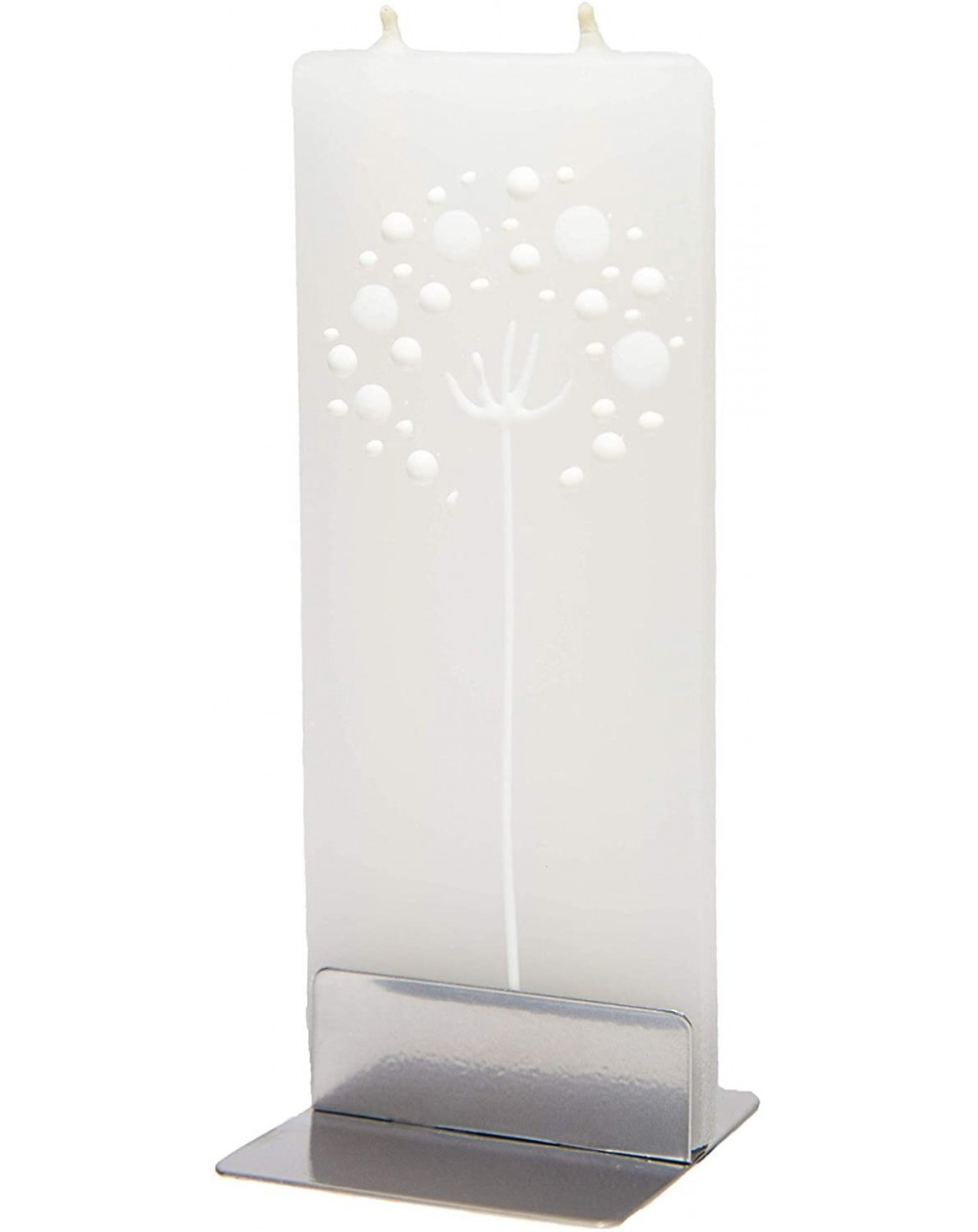 Candles Hand Painted Flat Candle - Unscented- Dripless- Smokeless- Decorative - Abstract White Dandelion - Double Wick with M...