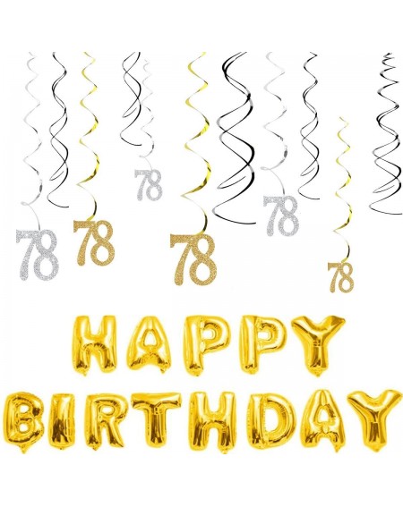 Banners & Garlands 78th Birthday Decorations Kit-Gold Silver Glitter Happy 78 years old Birthday Banner & Sparkling Celebrati...