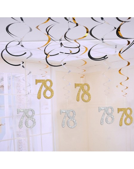 Banners & Garlands 78th Birthday Decorations Kit-Gold Silver Glitter Happy 78 years old Birthday Banner & Sparkling Celebrati...