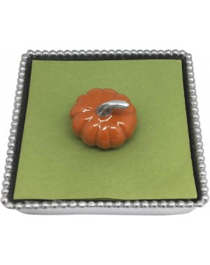 Tableware Orange Pumpkin Beaded Napkinbox- Silver - CW126YF2QCL $40.37