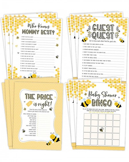 Party Games & Activities Mom To Bee Baby Shower Games- Neutral Yellow Bingo- Find The Guest- The Price Is Right- Who Knows Mo...