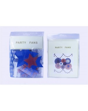 Party Packs USA Flag Style Paper Fans Patriotic Party Decor - Red/Navy Blue/White/Orange - Vivid and Shiny - Hanging Fans & S...