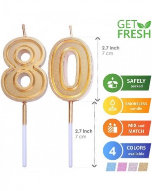 Cake Decorating Supplies Number 80 Birthday Candle - Large Gold Number Eighty Candles on Stick - Elegant Gold Number Candles ...
