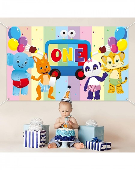 Banners Word Party Inspired 1st Birthday Photo Backdrop- Cartoon Adorable Animal Photography Background for Baby Shower Toddl...