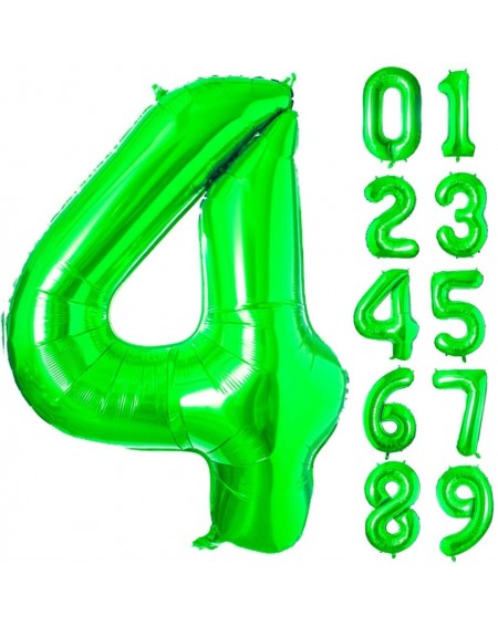 Balloons 40 Inch Green Number Foil Balloons- 0-9 Foil Mylar Big Number Balloons for Birthday Party Decorations (Number 4) - N...